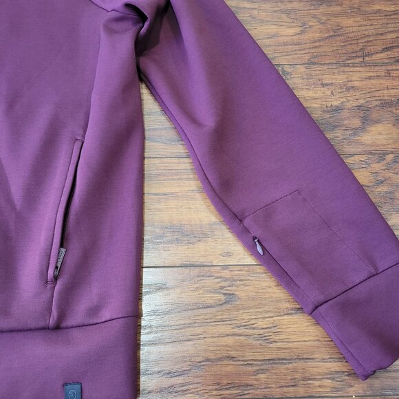 AWAY Travel Burgundy Red Zipper Pocket Recycled Polyester Zip-Up Hoodie sz XL - Picture 4 of 7